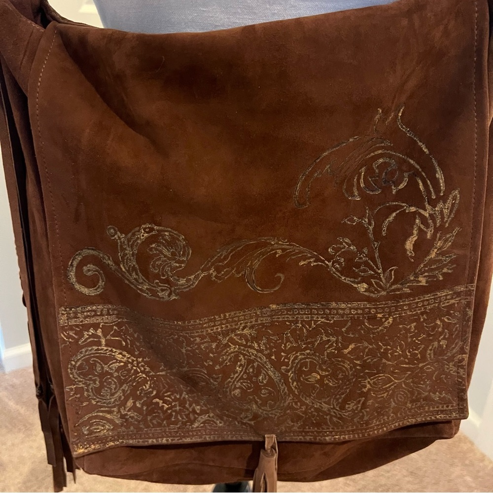 Free People Rust Suede Crossbody with Gold Embroidery - Picture 3 of 7